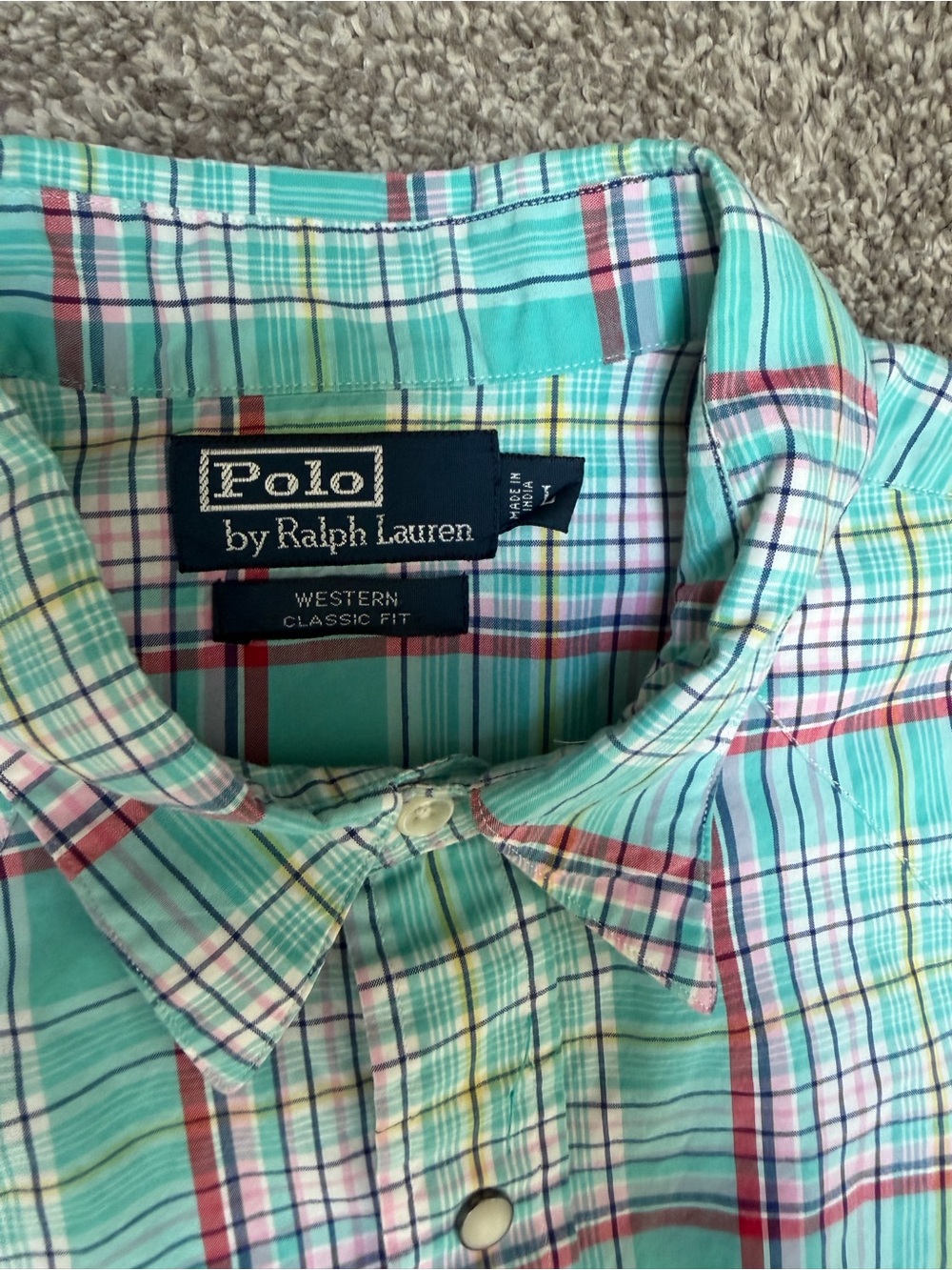 Polo by Ralph Lauren Mint Plaid Cotton Button-Down Shirt